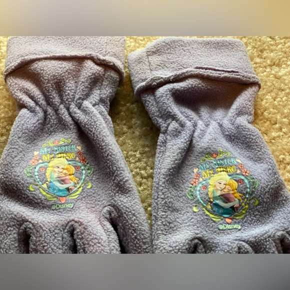 Girls Frozen Elsa & Anna fleece gloves size xs - Picture 2 of 10